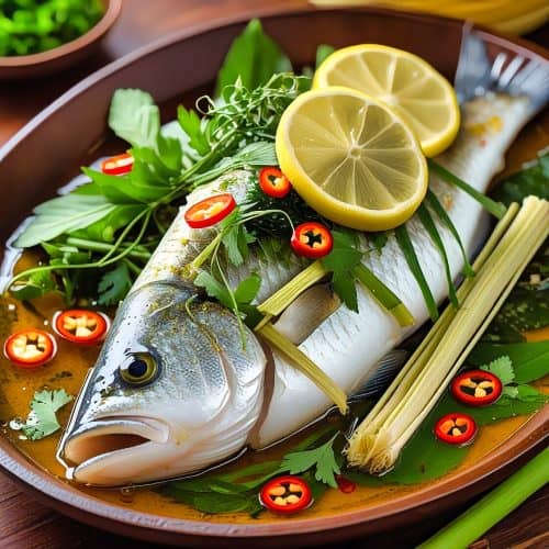 Cambodian Chamhoi spicy steamed fish recipe